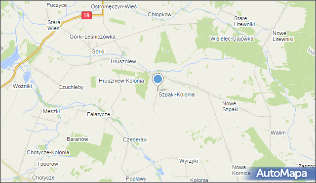 mapa Szpaki-Kolonia, Szpaki-Kolonia na mapie Targeo